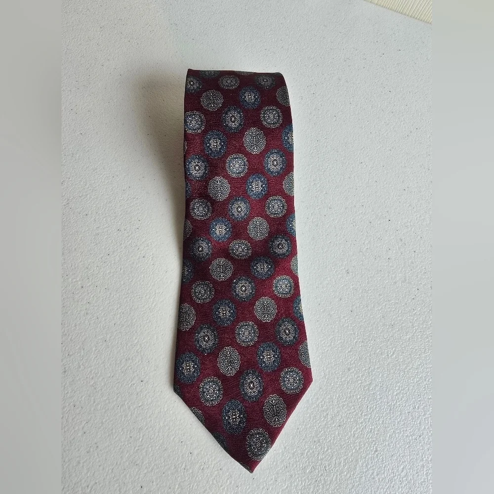 Dior Red and Blue Tie with Polka Dot Design